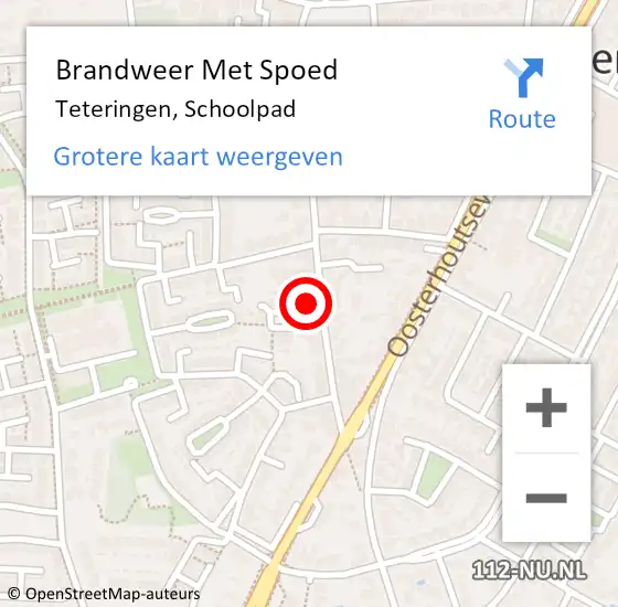 Locatie op kaart van de 112 melding: Brandweer Met Spoed Naar Teteringen, Schoolpad op 8 november 2024 09:07