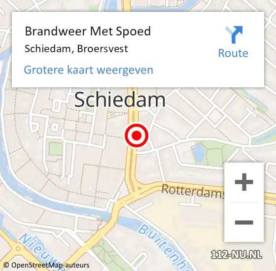 Locatie op kaart van de 112 melding: Brandweer Met Spoed Naar Schiedam, Broersvest op 8 november 2024 09:11