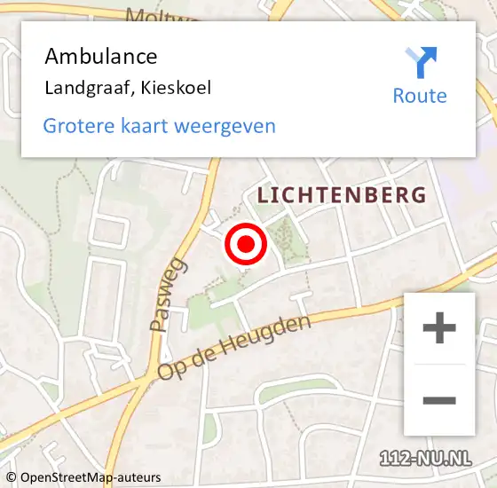 Locatie op kaart van de 112 melding: Ambulance Landgraaf, Kieskoel op 26 oktober 2014 08:48