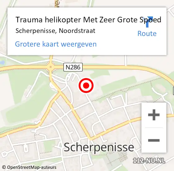 Locatie op kaart van de 112 melding: Trauma helikopter Met Zeer Grote Spoed Naar Scherpenisse, Noordstraat op 8 november 2024 09:40