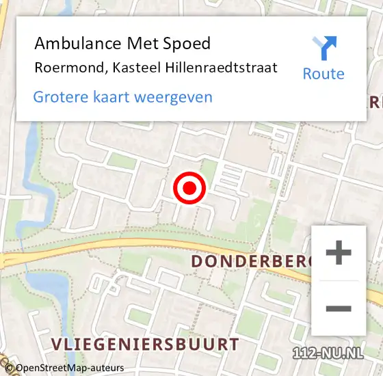 Locatie op kaart van de 112 melding: Ambulance Met Spoed Naar Roermond, Kasteel Hillenraedtstraat op 8 november 2024 09:42