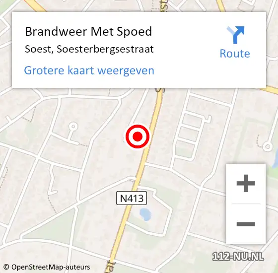 Locatie op kaart van de 112 melding: Brandweer Met Spoed Naar Soest, Soesterbergsestraat op 8 november 2024 09:50