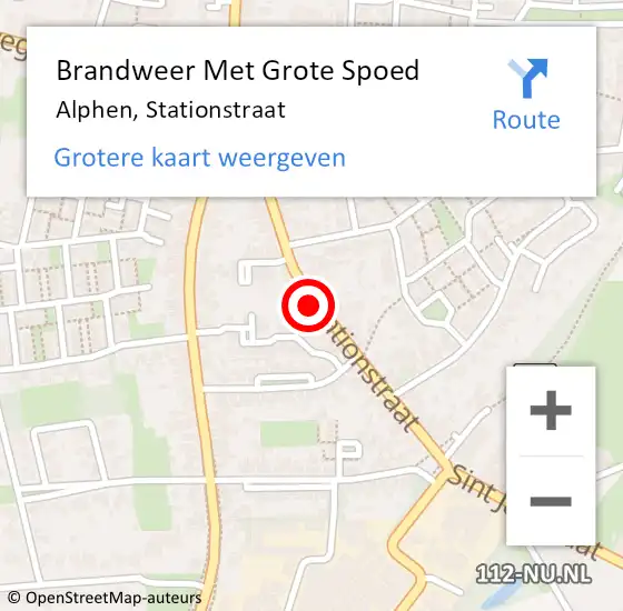 Locatie op kaart van de 112 melding: Brandweer Met Grote Spoed Naar Alphen, Stationstraat op 8 november 2024 10:01