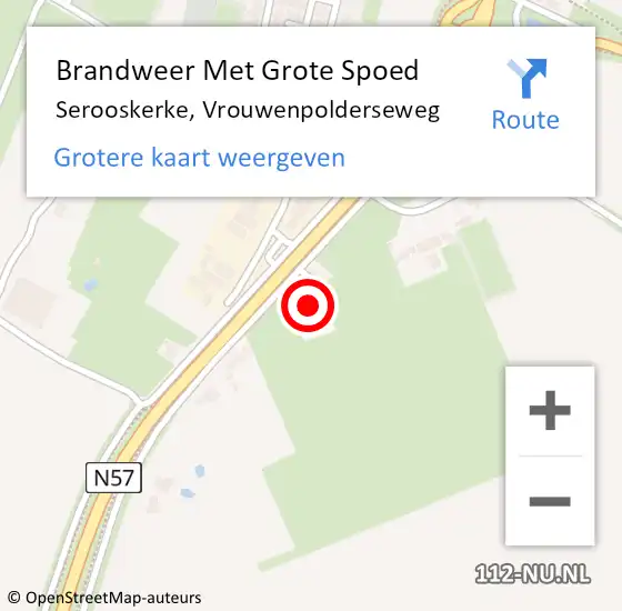 Locatie op kaart van de 112 melding: Brandweer Met Grote Spoed Naar Serooskerke, Vrouwenpolderseweg op 8 november 2024 10:18