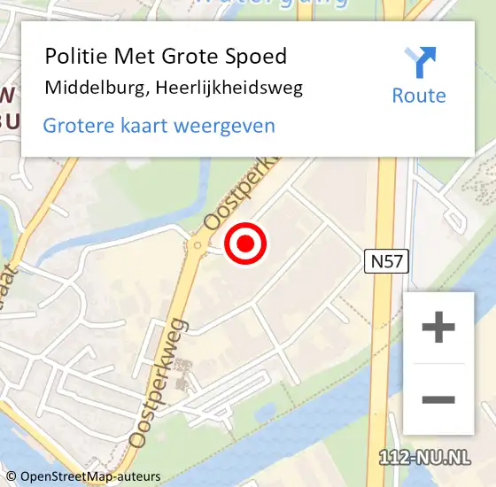 Locatie op kaart van de 112 melding: Politie Met Grote Spoed Naar Middelburg, Heerlijkheidsweg op 8 november 2024 10:49