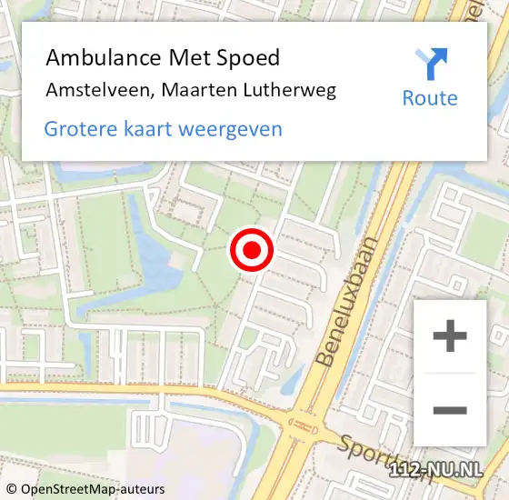 Locatie op kaart van de 112 melding: Ambulance Met Spoed Naar Amstelveen, Maarten Lutherweg op 8 november 2024 10:53