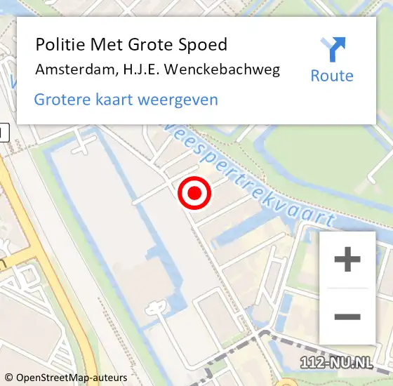 Locatie op kaart van de 112 melding: Politie Met Grote Spoed Naar Amsterdam, H.J.E. Wenckebachweg op 8 november 2024 11:09