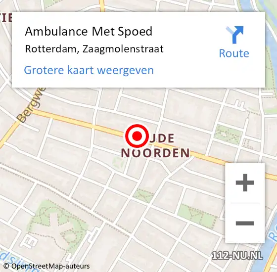 Locatie op kaart van de 112 melding: Ambulance Met Spoed Naar Rotterdam, Zaagmolenstraat op 8 november 2024 11:31