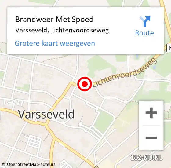 Locatie op kaart van de 112 melding: Brandweer Met Spoed Naar Varsseveld, Lichtenvoordseweg op 26 oktober 2014 09:09