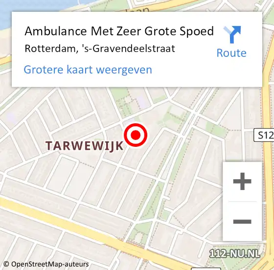 Locatie op kaart van de 112 melding: Ambulance Met Zeer Grote Spoed Naar Rotterdam, 's-Gravendeelstraat op 8 november 2024 12:13