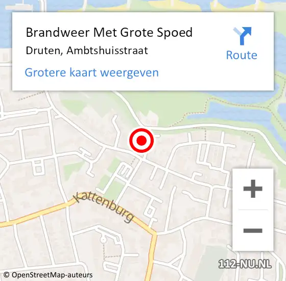 Locatie op kaart van de 112 melding: Brandweer Met Grote Spoed Naar Druten, Ambtshuisstraat op 8 november 2024 12:15