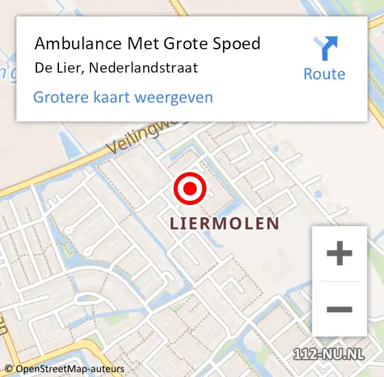 Locatie op kaart van de 112 melding: Ambulance Met Grote Spoed Naar De Lier, Nederlandstraat op 8 november 2024 12:23