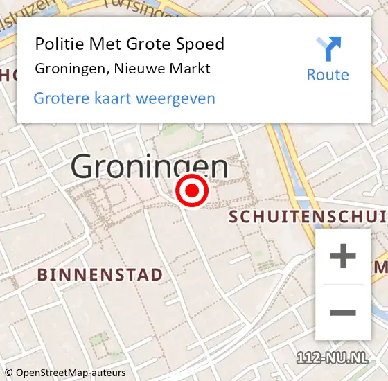 Locatie op kaart van de 112 melding: Politie Met Grote Spoed Naar Groningen, Nieuwe Markt op 8 november 2024 12:23