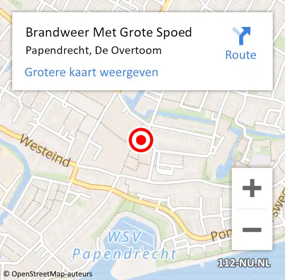 Locatie op kaart van de 112 melding: Brandweer Met Grote Spoed Naar Papendrecht, De Overtoom op 8 november 2024 12:28