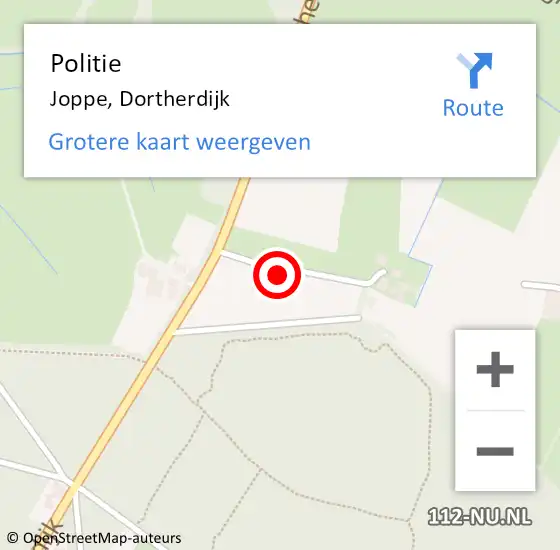 Locatie op kaart van de 112 melding: Politie Joppe, Dortherdijk op 8 november 2024 12:29