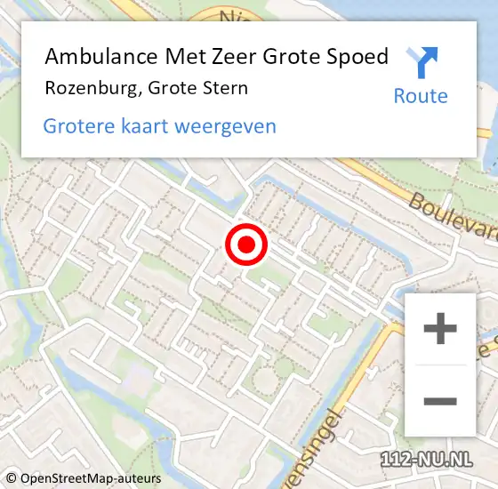 Locatie op kaart van de 112 melding: Ambulance Met Zeer Grote Spoed Naar Rozenburg, Grote Stern op 8 november 2024 12:31