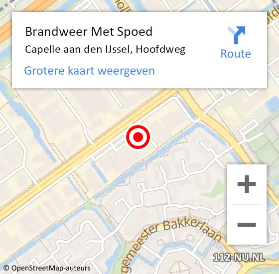 Locatie op kaart van de 112 melding: Brandweer Met Spoed Naar Capelle aan den IJssel, Hoofdweg op 8 november 2024 12:51