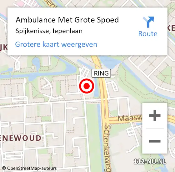 Locatie op kaart van de 112 melding: Ambulance Met Grote Spoed Naar Spijkenisse, Iepenlaan op 8 november 2024 13:06