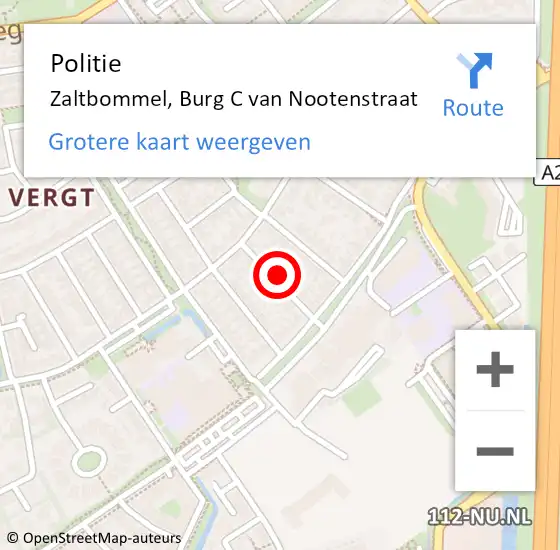 Locatie op kaart van de 112 melding: Politie Zaltbommel, Burg C van Nootenstraat op 8 november 2024 13:10