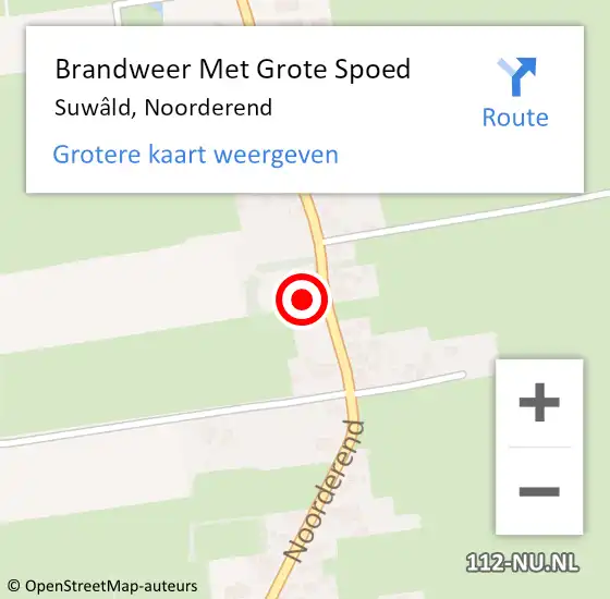 Locatie op kaart van de 112 melding: Brandweer Met Grote Spoed Naar Suwâld, Noorderend op 8 november 2024 13:16