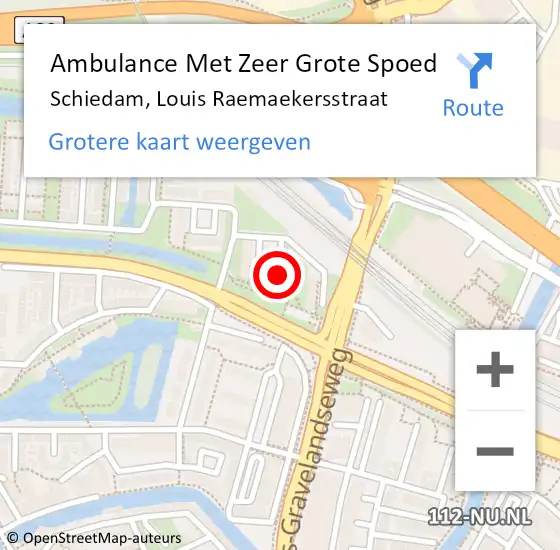 Locatie op kaart van de 112 melding: Ambulance Met Zeer Grote Spoed Naar Schiedam, Louis Raemaekersstraat op 8 november 2024 13:26