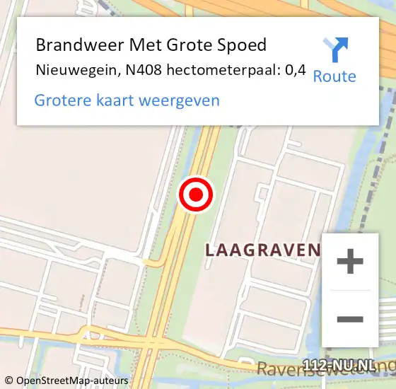 Locatie op kaart van de 112 melding: Brandweer Met Grote Spoed Naar Nieuwegein, N408 hectometerpaal: 0,4 op 8 november 2024 13:38