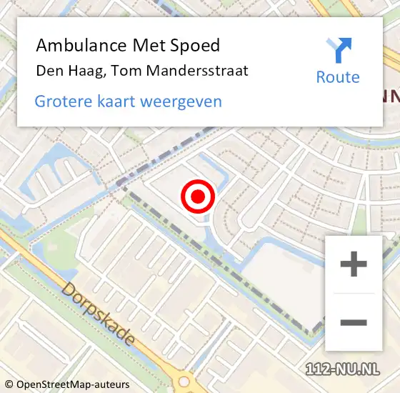 Locatie op kaart van de 112 melding: Ambulance Met Spoed Naar Den Haag, Tom Mandersstraat op 8 november 2024 13:53