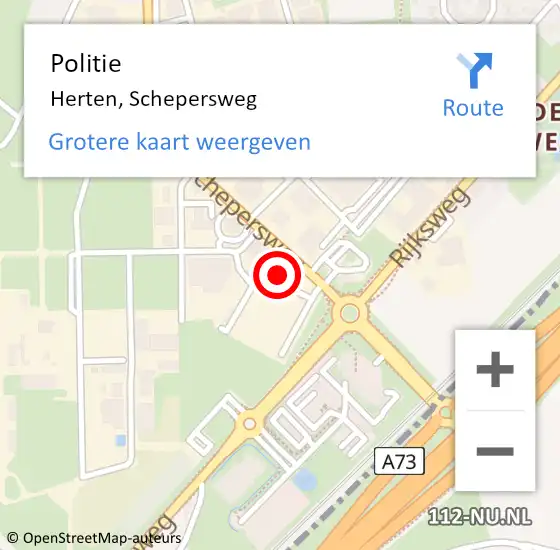 Locatie op kaart van de 112 melding: Politie Herten, Schepersweg op 8 november 2024 14:11