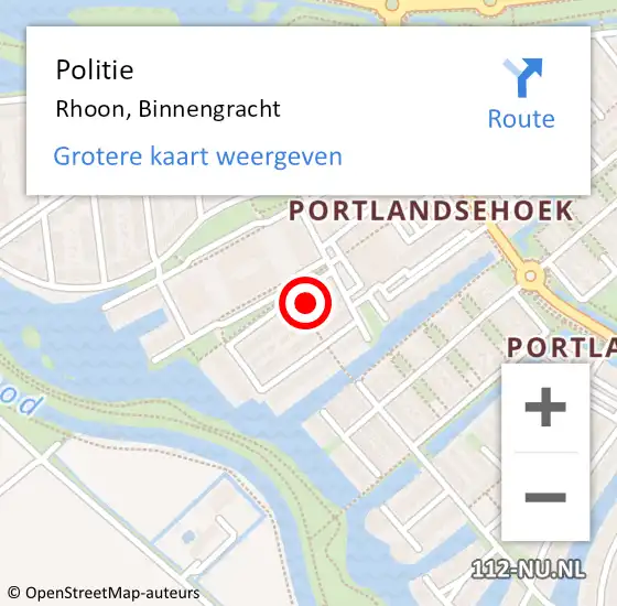 Locatie op kaart van de 112 melding: Politie Rhoon, Binnengracht op 8 november 2024 14:15