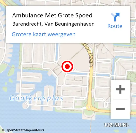 Locatie op kaart van de 112 melding: Ambulance Met Grote Spoed Naar Barendrecht, Van Beuningenhaven op 8 november 2024 14:20