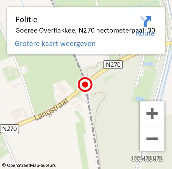 Locatie op kaart van de 112 melding: Politie Venray, N270 hectometerpaal: 30 op 8 november 2024 14:22