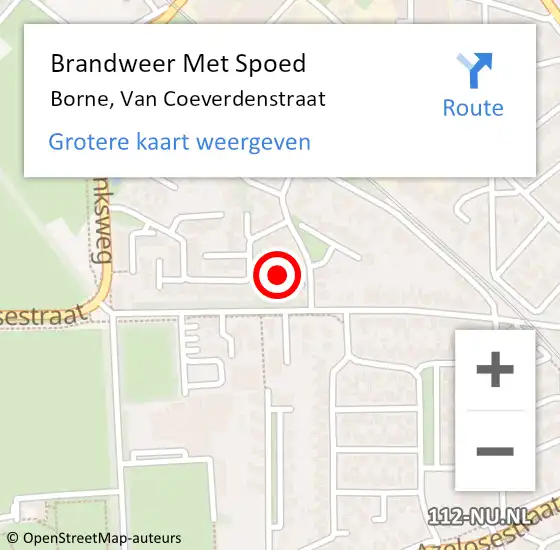 Locatie op kaart van de 112 melding: Brandweer Met Spoed Naar Borne, Van Coeverdenstraat op 8 november 2024 14:32