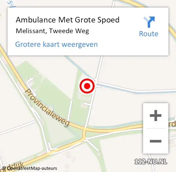 Locatie op kaart van de 112 melding: Ambulance Met Grote Spoed Naar Melissant, Tweede Weg op 8 november 2024 14:40