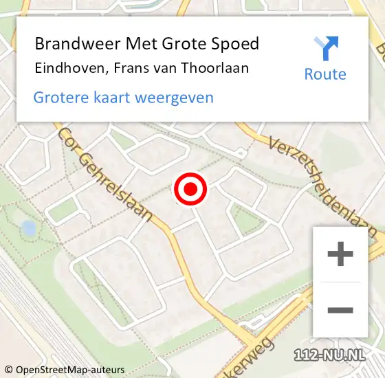 Locatie op kaart van de 112 melding: Brandweer Met Grote Spoed Naar Eindhoven, Frans van Thoorlaan op 8 november 2024 14:42