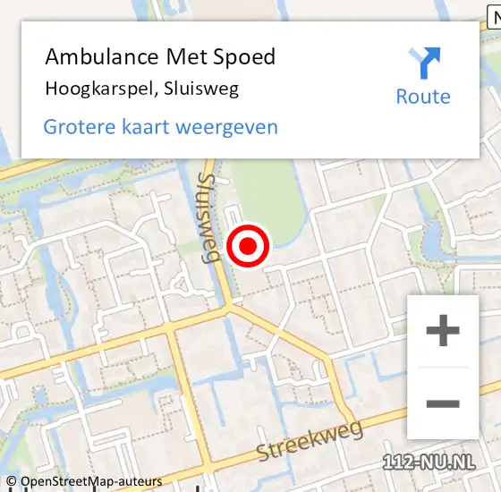 Locatie op kaart van de 112 melding: Ambulance Met Spoed Naar Hoogkarspel, Sluisweg op 8 november 2024 15:09