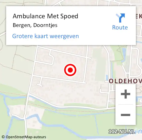 Locatie op kaart van de 112 melding: Ambulance Met Spoed Naar Bergen, Doorntjes op 8 november 2024 15:15