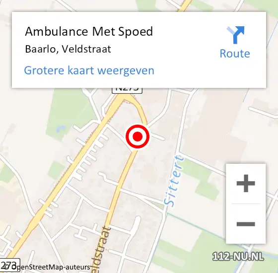 Locatie op kaart van de 112 melding: Ambulance Met Spoed Naar Baarlo, Veldstraat op 26 oktober 2014 09:49