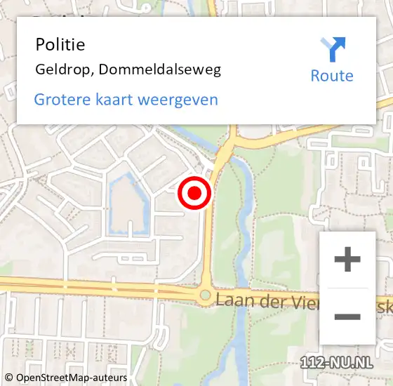 Locatie op kaart van de 112 melding: Politie Geldrop, Dommeldalseweg op 8 november 2024 15:36