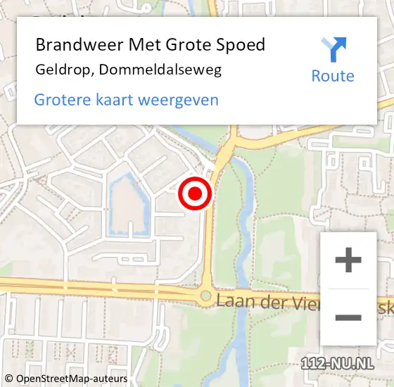 Locatie op kaart van de 112 melding: Brandweer Met Grote Spoed Naar Geldrop, Dommeldalseweg op 8 november 2024 15:36