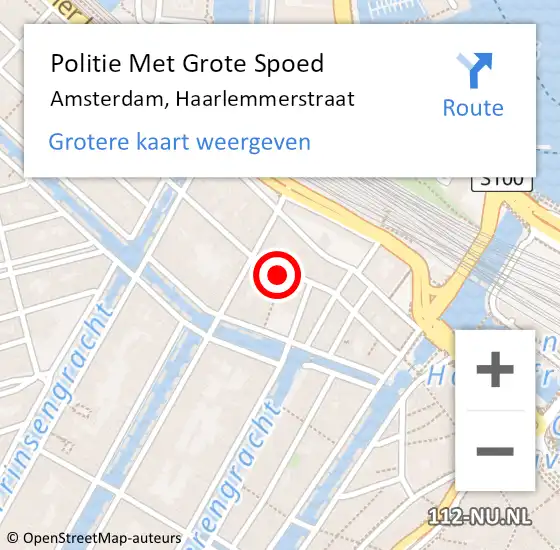 Locatie op kaart van de 112 melding: Politie Met Grote Spoed Naar Amsterdam, Haarlemmerstraat op 8 november 2024 15:39