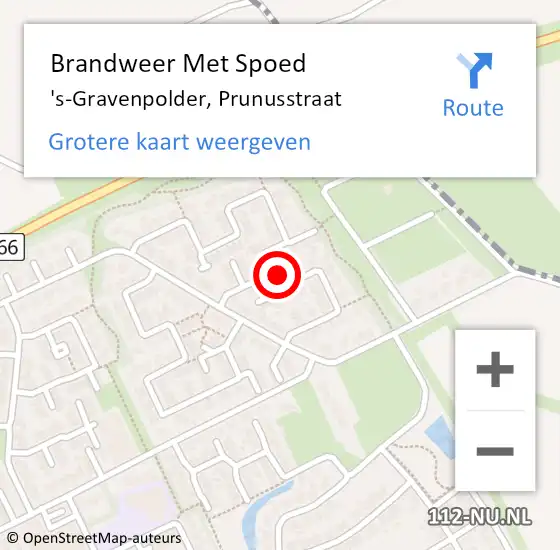 Locatie op kaart van de 112 melding: Brandweer Met Spoed Naar 's-Gravenpolder, Prunusstraat op 8 november 2024 15:51