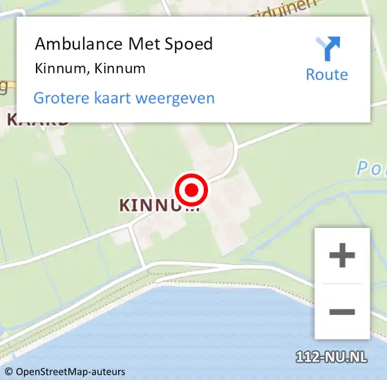Locatie op kaart van de 112 melding: Ambulance Met Spoed Naar Kinnum, Kinnum op 18 oktober 2013 19:29
