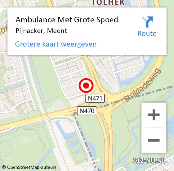 Locatie op kaart van de 112 melding: Ambulance Met Grote Spoed Naar Pijnacker, Meent op 8 november 2024 16:04