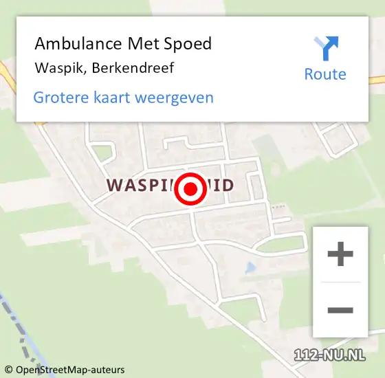 Locatie op kaart van de 112 melding: Ambulance Met Spoed Naar Waspik, Berkendreef op 26 oktober 2014 09:53