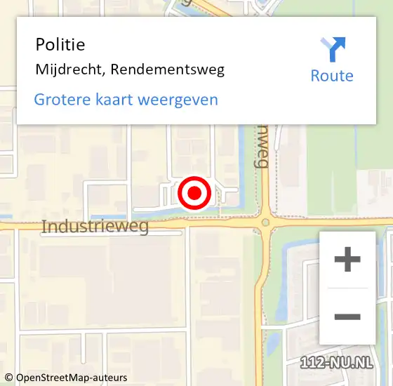 Locatie op kaart van de 112 melding: Politie Mijdrecht, Rendementsweg op 8 november 2024 16:09