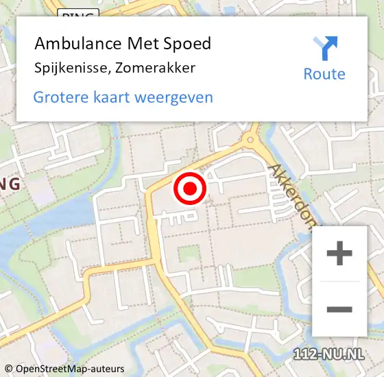 Locatie op kaart van de 112 melding: Ambulance Met Spoed Naar Spijkenisse, Zomerakker op 8 november 2024 16:09