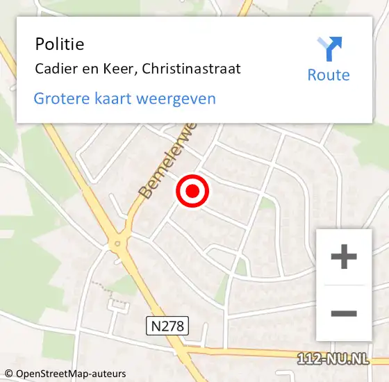 Locatie op kaart van de 112 melding: Politie Cadier en Keer, Christinastraat op 8 november 2024 16:22