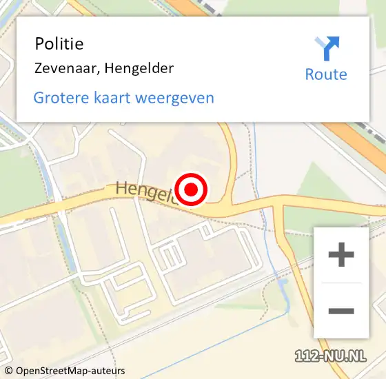 Locatie op kaart van de 112 melding: Politie Zevenaar, Hengelder op 8 november 2024 16:34