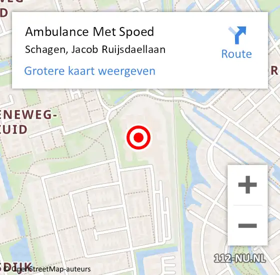 Locatie op kaart van de 112 melding: Ambulance Met Spoed Naar Schagen, Jacob Ruijsdaellaan op 8 november 2024 16:35