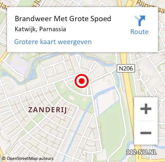 Locatie op kaart van de 112 melding: Brandweer Met Grote Spoed Naar Katwijk, Parnassia op 8 november 2024 16:35